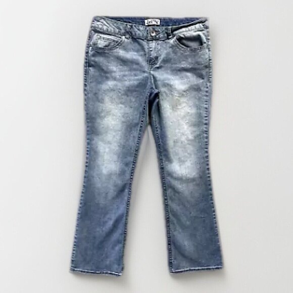 LEI Jeans Womens 13 Short Blue Ashley Low Rise Bootcut Flap Pockets‎ Y2K - Picture 1 of 14